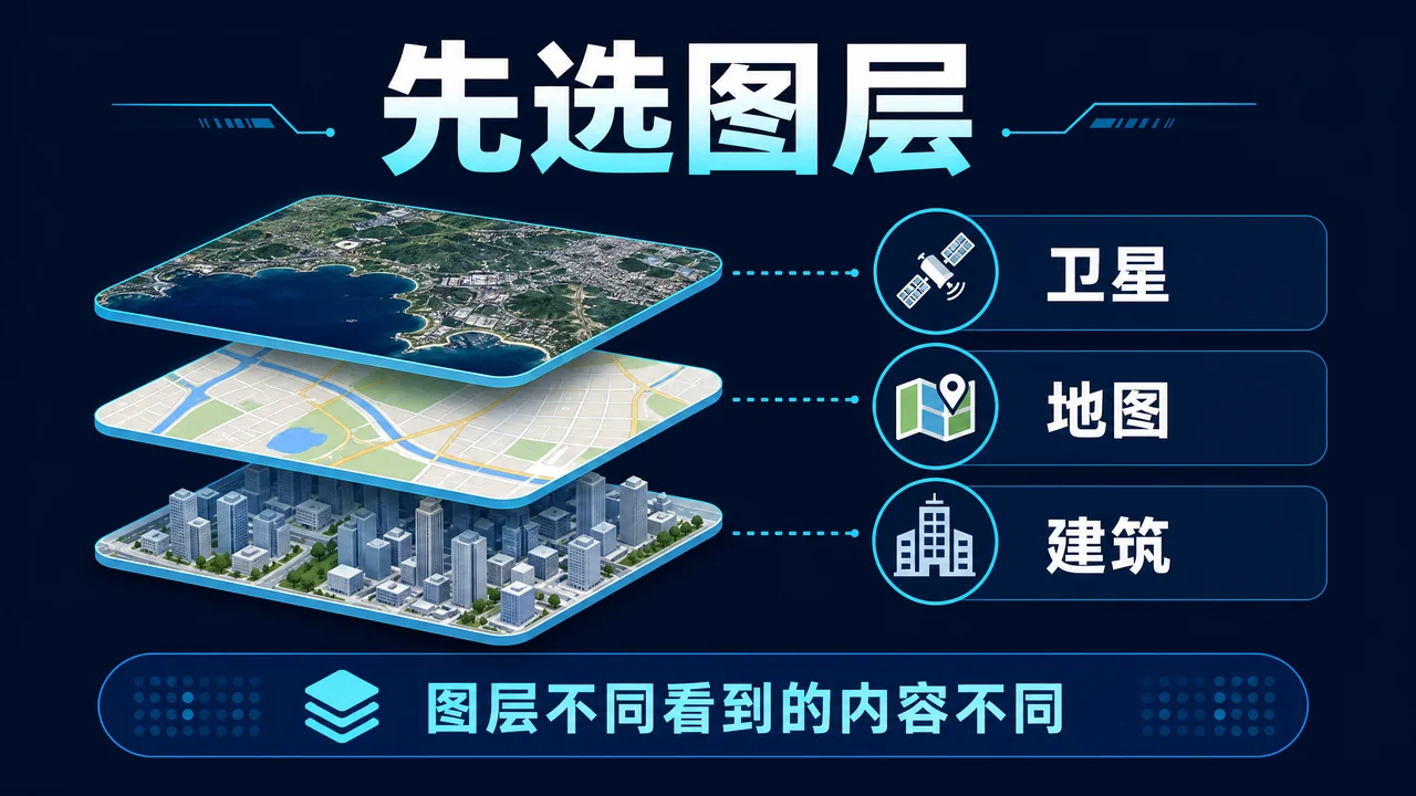 Google Earth 图层怎么选?卫星、地图、3D 建筑与街景