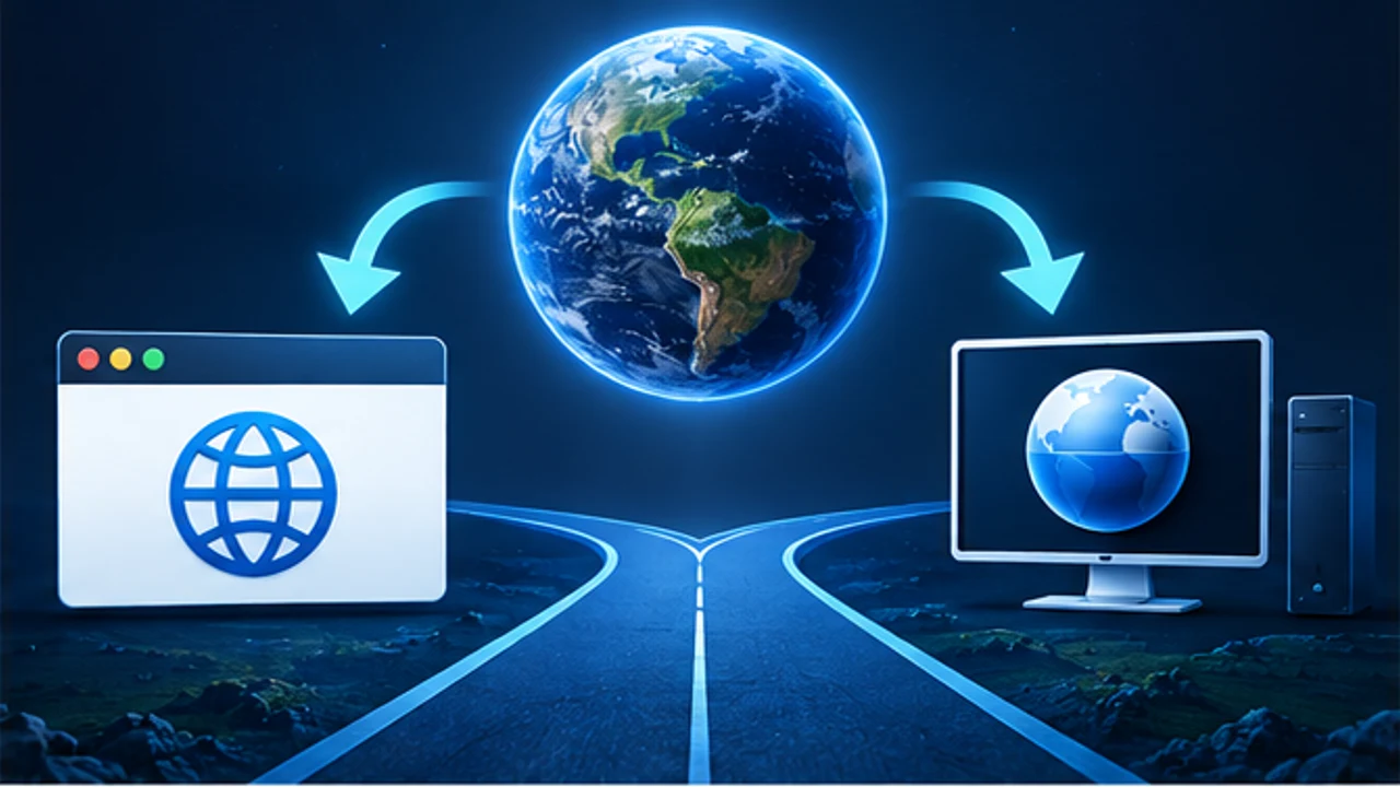 浏览器网页版与桌面版 Google Earth 故障排查路径示意
